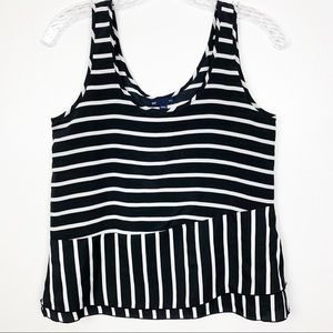 Gap Peplum Black and White Stripe Tank EUC XS D9